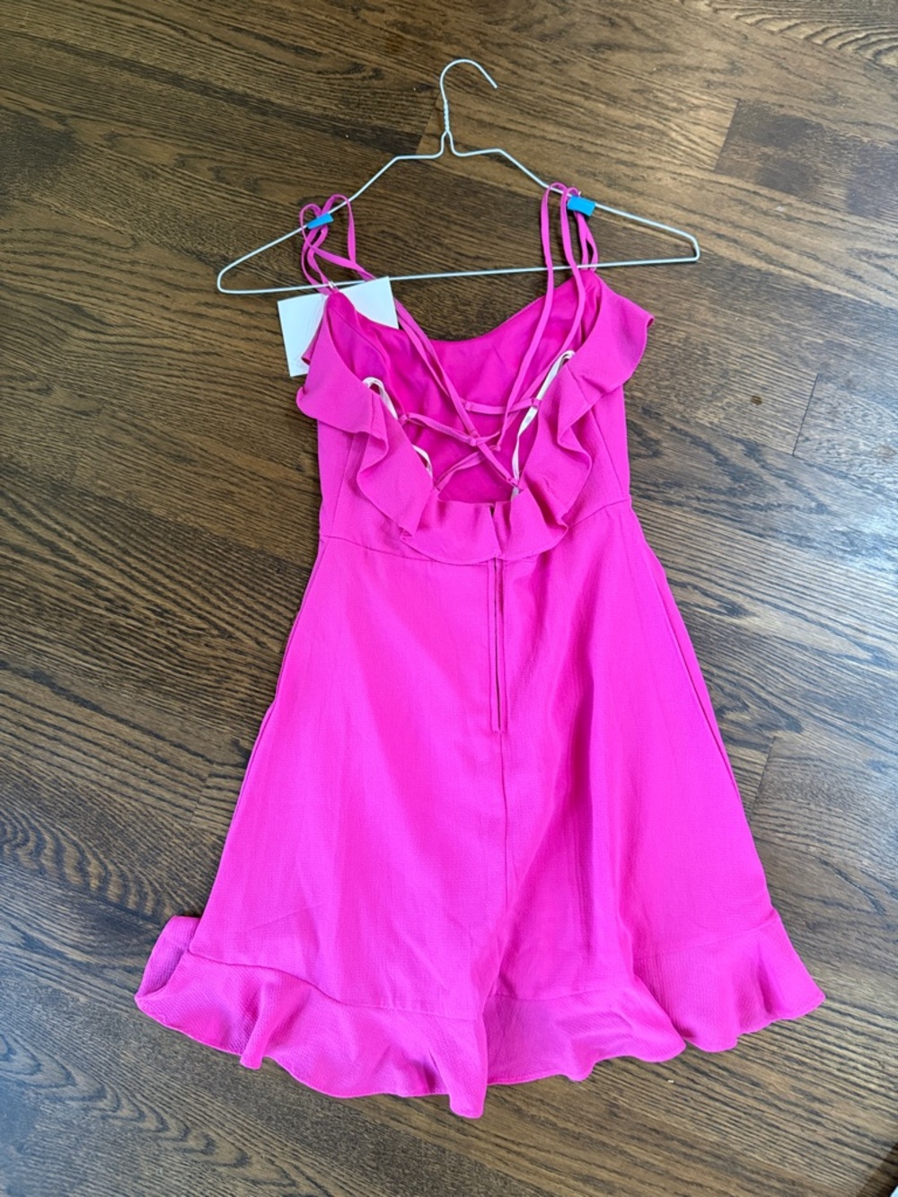 B Darlin Bright Pink Ruffle-Strap Mini Dress - Picture 2 of 2